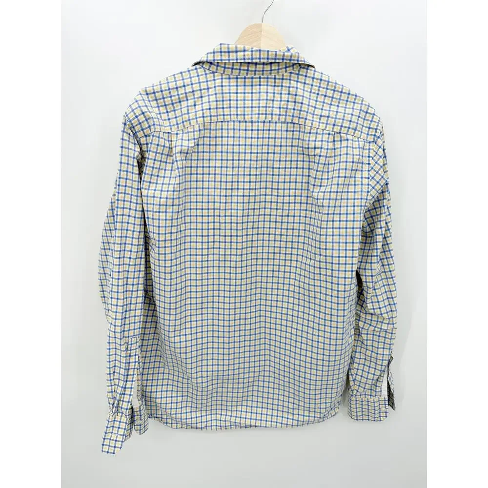 J.‎ Crew Blue Yellow Checkered Button Down Shirt Collared Dress Mens Size Large